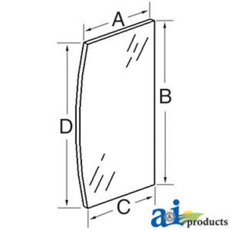 A & I PRODUCTS Glass, Windshield, Lower (RH) 25.5" x17" x4.5" A-109132C2